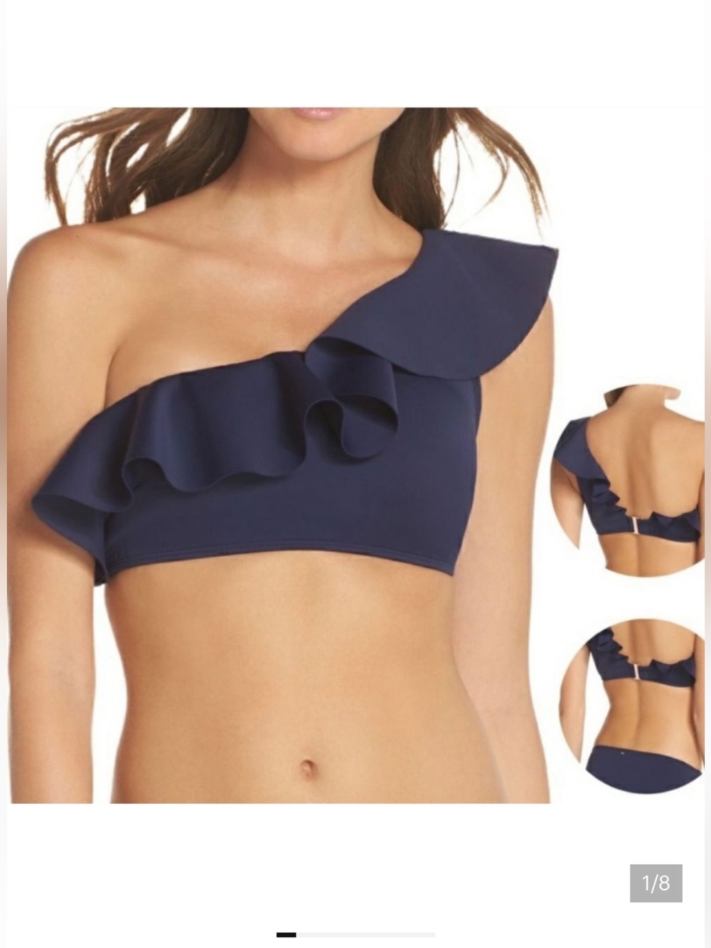 Ted baker One-Shoulder Navy Ruffle bikin top